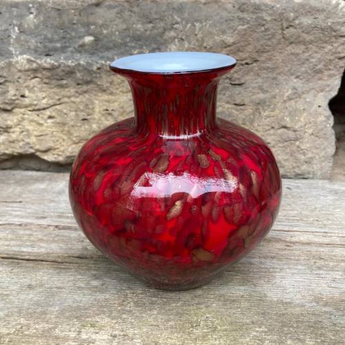 Vase Überfangglas JOSKA Waldglashütte Bodenmais Rot Gold Glasvase Vintage 70er Jahre