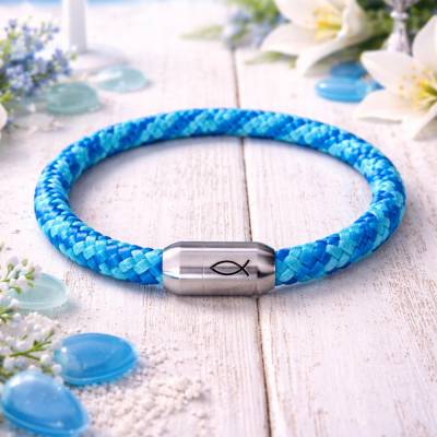 „Konfirmation oder Kommunion“ tolles Segelseilarmband mit Edelstahlverschluß inkl. Gravur