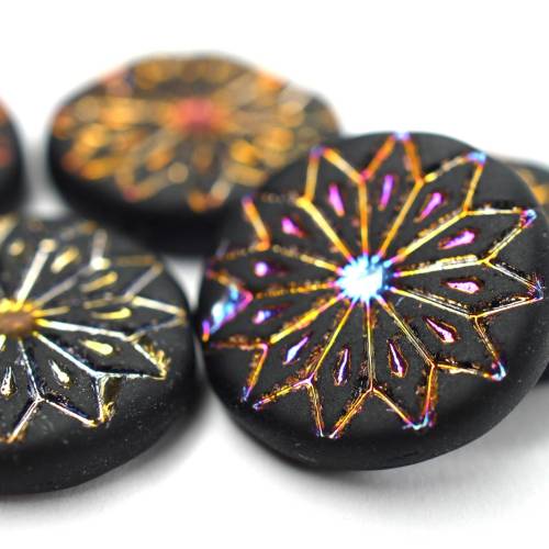 4 Glasperlen Matte Jet Sliperit Origami Flower Ornament 18mm, Schmuck seller machen, DIY orange gelb pink