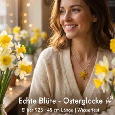 Echte Blüte Kette aus Edelstahl – Handgemachter Naturschmuck  Einzelstück für Damen