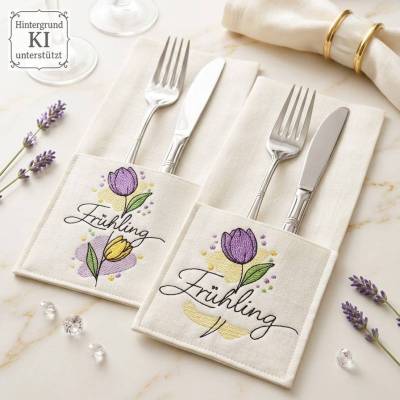 Stickdateien Frühling: Tulpen & Schriftzug – 5 Motive, 6 Dateien ab 10x10 Rahmen