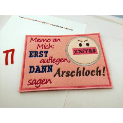 MEMO erst auflegen am Telefon Untersetzer Geschenk Deko14 x 19 cm – Witzige Deko, Geschenk & Unikat