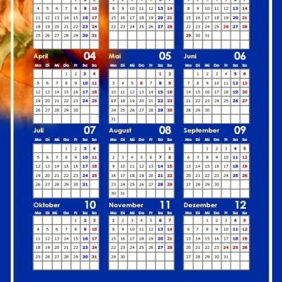 Jahreskalender 2027 auf einen Blick – mit der Zipfelmütze PDF – DIN A4 zum Ausdrucken