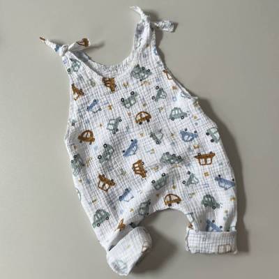 Musselin Jumper AUTO Sommer Romper für Babys & Kinder ab Gr. 56 im Used-Look