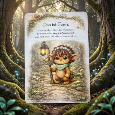 Fenn Sammelkarte A6 „Zauberwald“ – Mopi Charakterkarte | Kawaii Illustration & Magische Deko