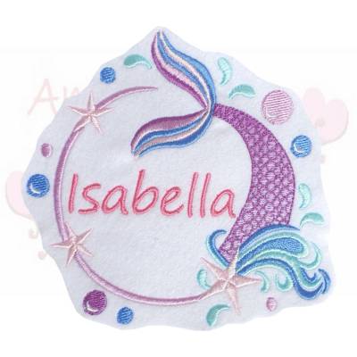 Button mit Name - Meerjungfrau - Aufnäher - gestickt - Applikation - Bügelbild - Handmade - 13cm x 12 cm groß
