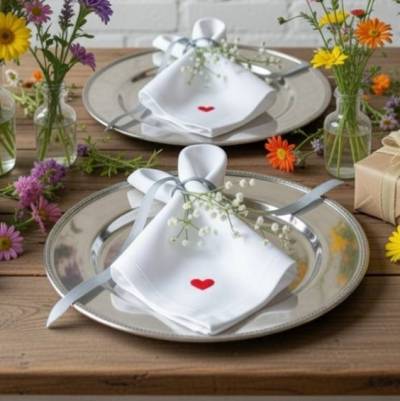 Stoffservietten zur Hochzeit mit Herz