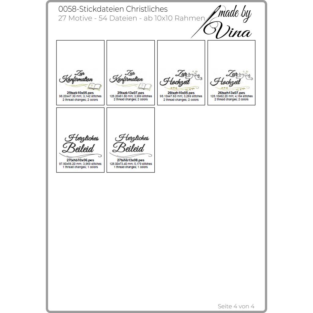 Christliche Stickdateien ab 10x10 cm – 27 Motive für Taufe, Kommunion, Hochzeit & Trauer – 54 Dateien Set Bild 6