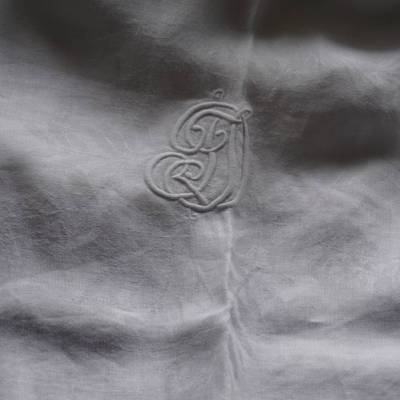 Vintage Leinen XXL Tischdecke 392x160cm mit Monogramm J P 