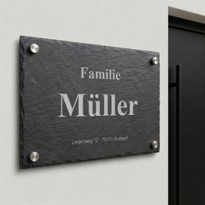 Familienschild Schiefer personalisiert | Familienschild Schiefer personalisiert | Hausschild Familie Name graviert