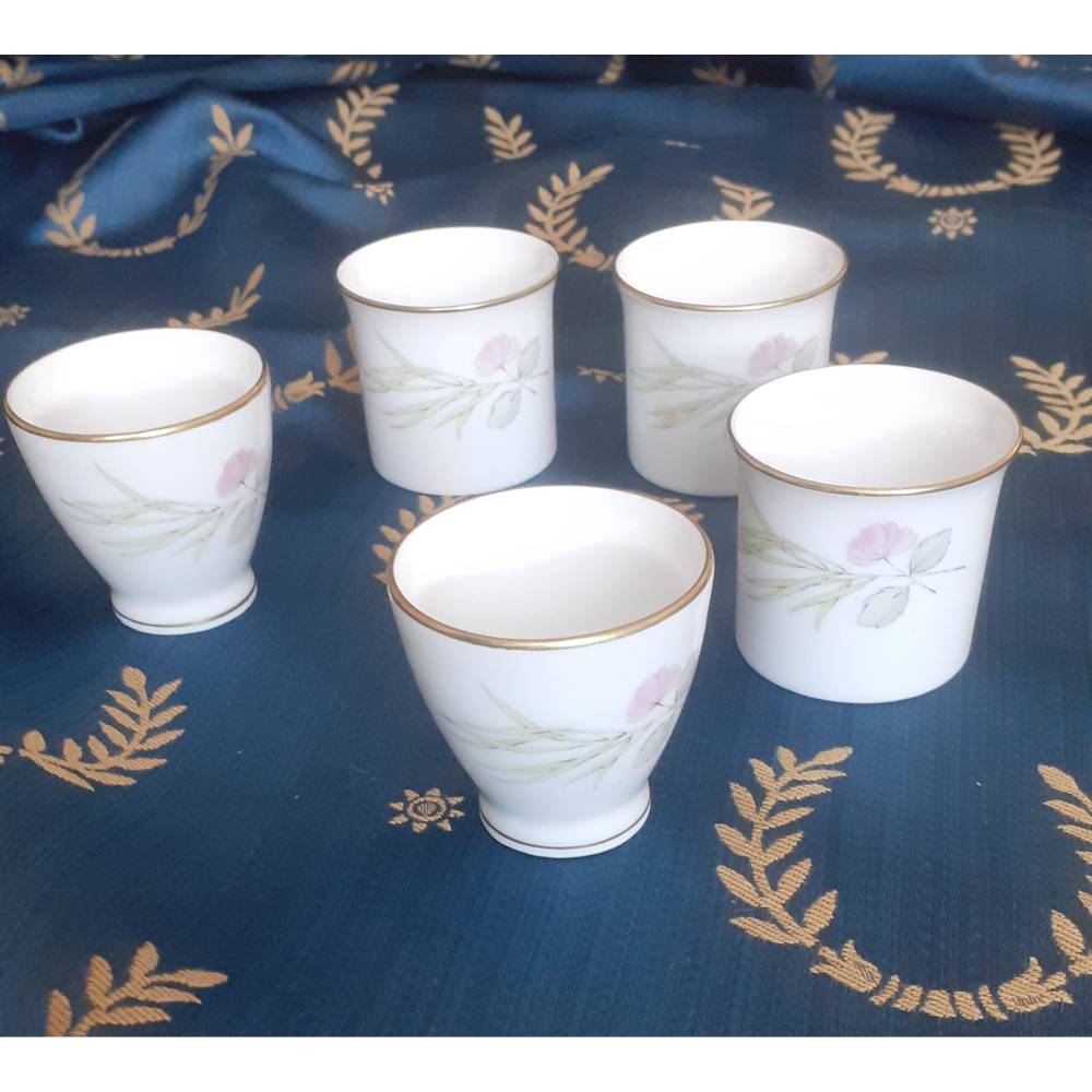 Vintage 5 x Eierbecher mit Unterteller Rosenthal Bettina Elfenbein Pariser Frühling