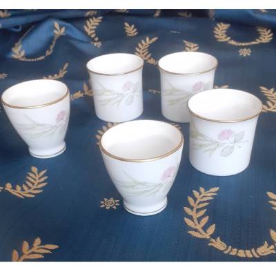 Vintage 5 x Eierbecher mit Unterteller Rosenthal Bettina Elfenbein Pariser Frühling