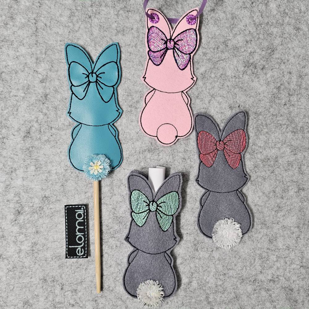 ITH Stickdatei SET Puschelschwanz-Hasen in 16Varianten für 13x18 Rahmen ITH-Deko, Ostergeschenk, Anhänger Bild 5