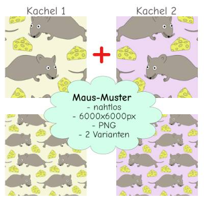 Muster Maus nahtlos - 2 Farbvarianten - PNG