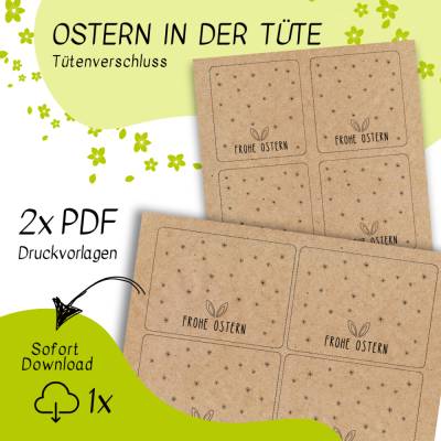 Ostern Tütenverschluss Druckvorlage – DIY Geschenkidee, Hasenohren PDF Download