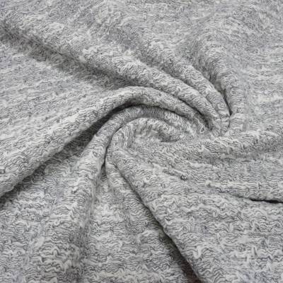 Stoff Strickstoff weiß grau gemustert mit Stretchanteil Jackenstoff Mantelstoff Kleiderstoff