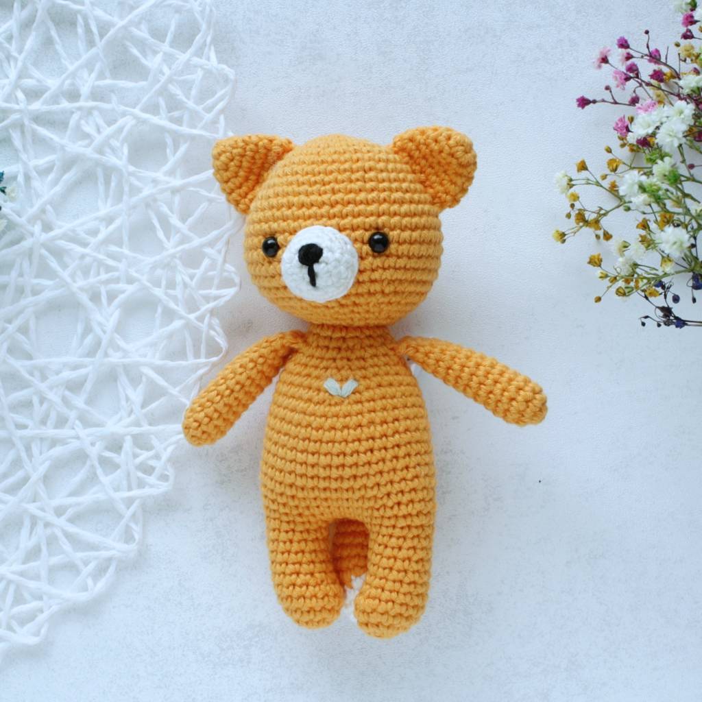 Fuchs Mini gehäkelt – 15 cm – Farbe Mandarine (Gelb-Orange) – Handgemachtes Amigurumi Kuscheltier Bild 1