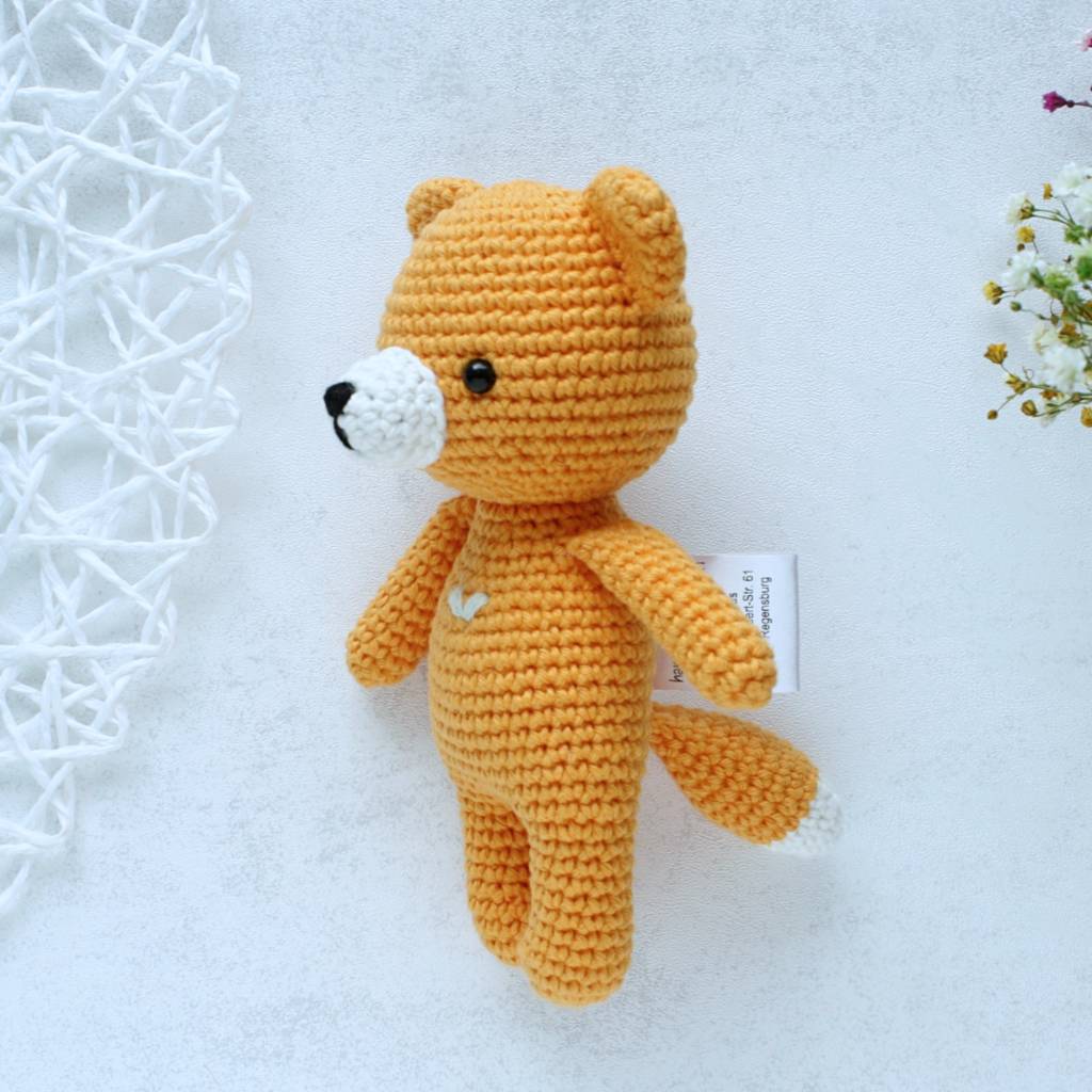 Fuchs Mini gehäkelt – 15 cm – Farbe Mandarine (Gelb-Orange) – Handgemachtes Amigurumi Kuscheltier Bild 2