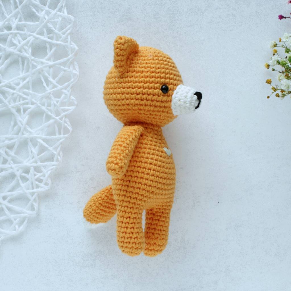 Fuchs Mini gehäkelt – 15 cm – Farbe Mandarine (Gelb-Orange) – Handgemachtes Amigurumi Kuscheltier Bild 3