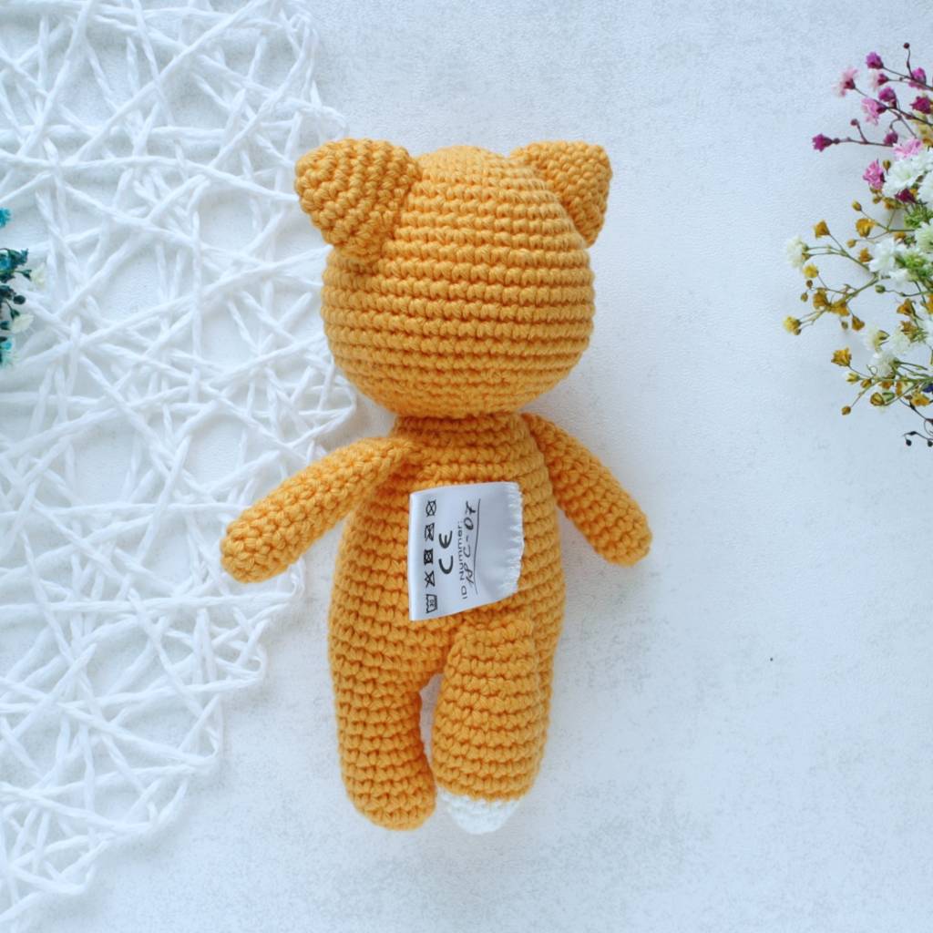 Fuchs Mini gehäkelt – 15 cm – Farbe Mandarine (Gelb-Orange) – Handgemachtes Amigurumi Kuscheltier Bild 4