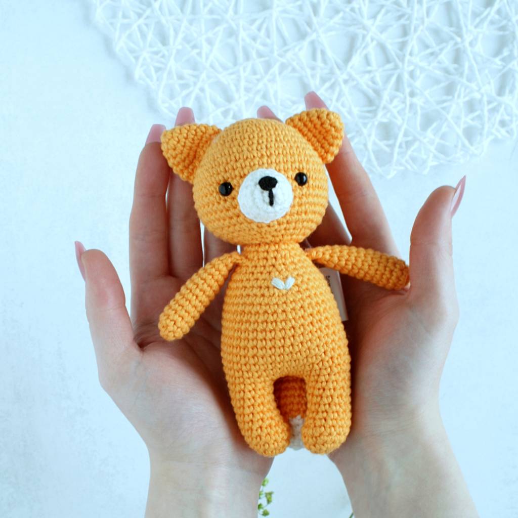 Fuchs Mini gehäkelt – 15 cm – Farbe Mandarine (Gelb-Orange) – Handgemachtes Amigurumi Kuscheltier Bild 5