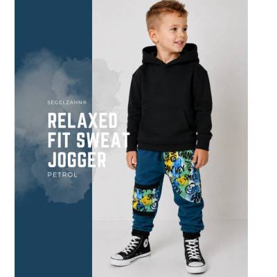 Slim Fit Sweat Hose Kinder Petrol Unisex, Jogginghose für Jungen und Mädchen Petrolblau Smile Sweathose Kinderkleidung