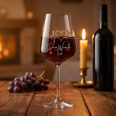 Weinglas Mama mit Namen graviert – Fingerabdruck Herz Lasergravur – Muttertagsgeschenk personalisiert – Made in Germany