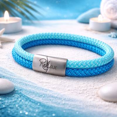 „Relax mal wieder“ farblich tolles Multistrang-Armband mit graviertem Edelstahlverschluss