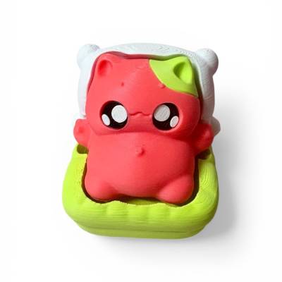 3D gedruckte Clicker Katze Zaubermoos – Kawaii Fidget Objekt in MaLiMa Farben, beweglich & entspannend
