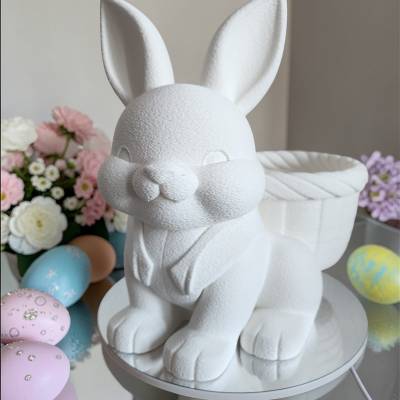 Osterhase mit Körbchen – XXL Deko-Figur & Übertopf (21cm) | DIY man kann ihn Bemalen