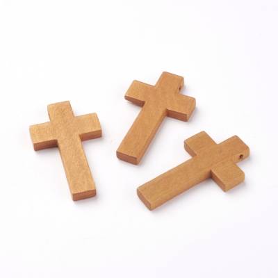 Kreuz Anhänger Kruzefix aus hochwertigem Ahornholz – religiöser Schmuck 42x24,5x4 mm