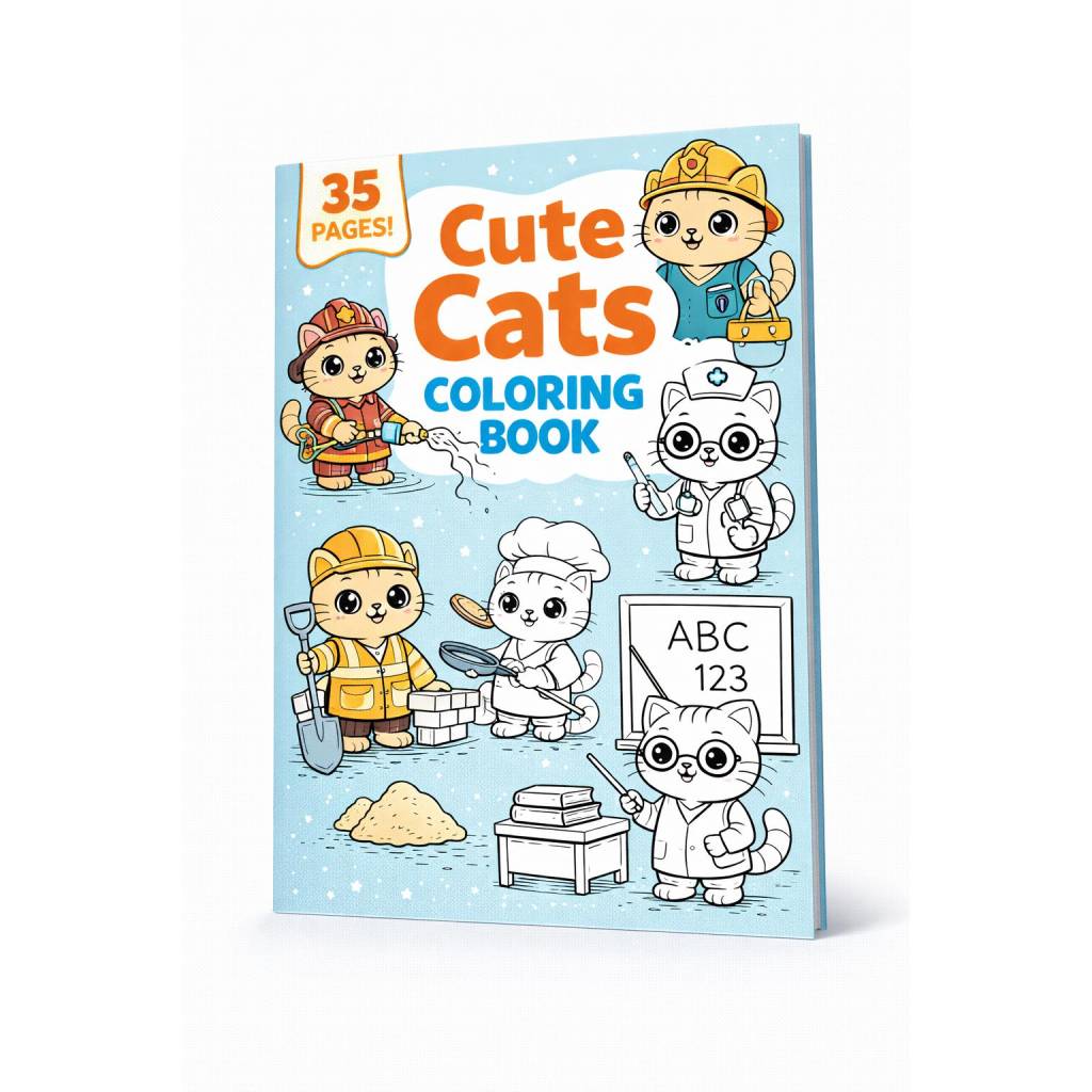 Cute Cats Coloring Book for Kids | 35 Fun & Easy Coloring Pages | Kawaii Cat Coloring Book | Printable PDF Bild 3