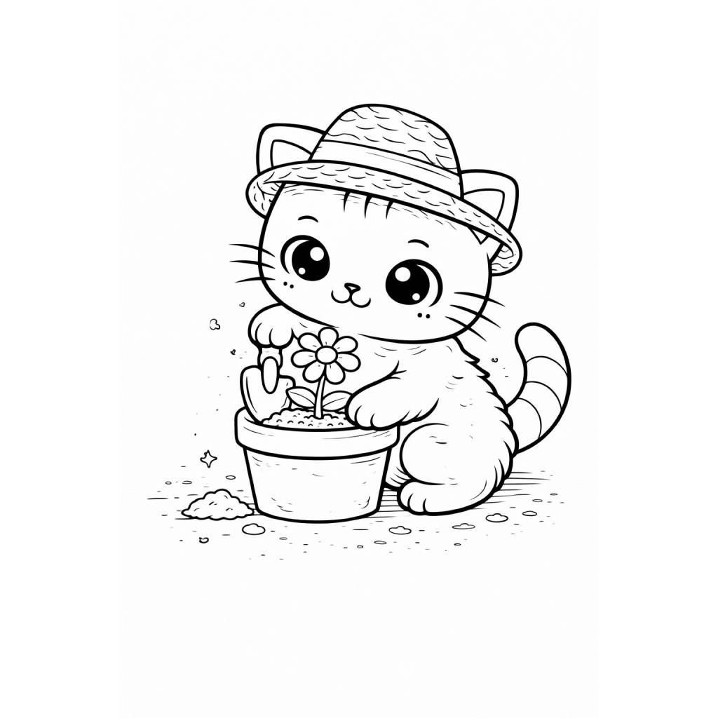 Cute Cats Coloring Book for Kids | 35 Fun & Easy Coloring Pages | Kawaii Cat Coloring Book | Printable PDF Bild 6