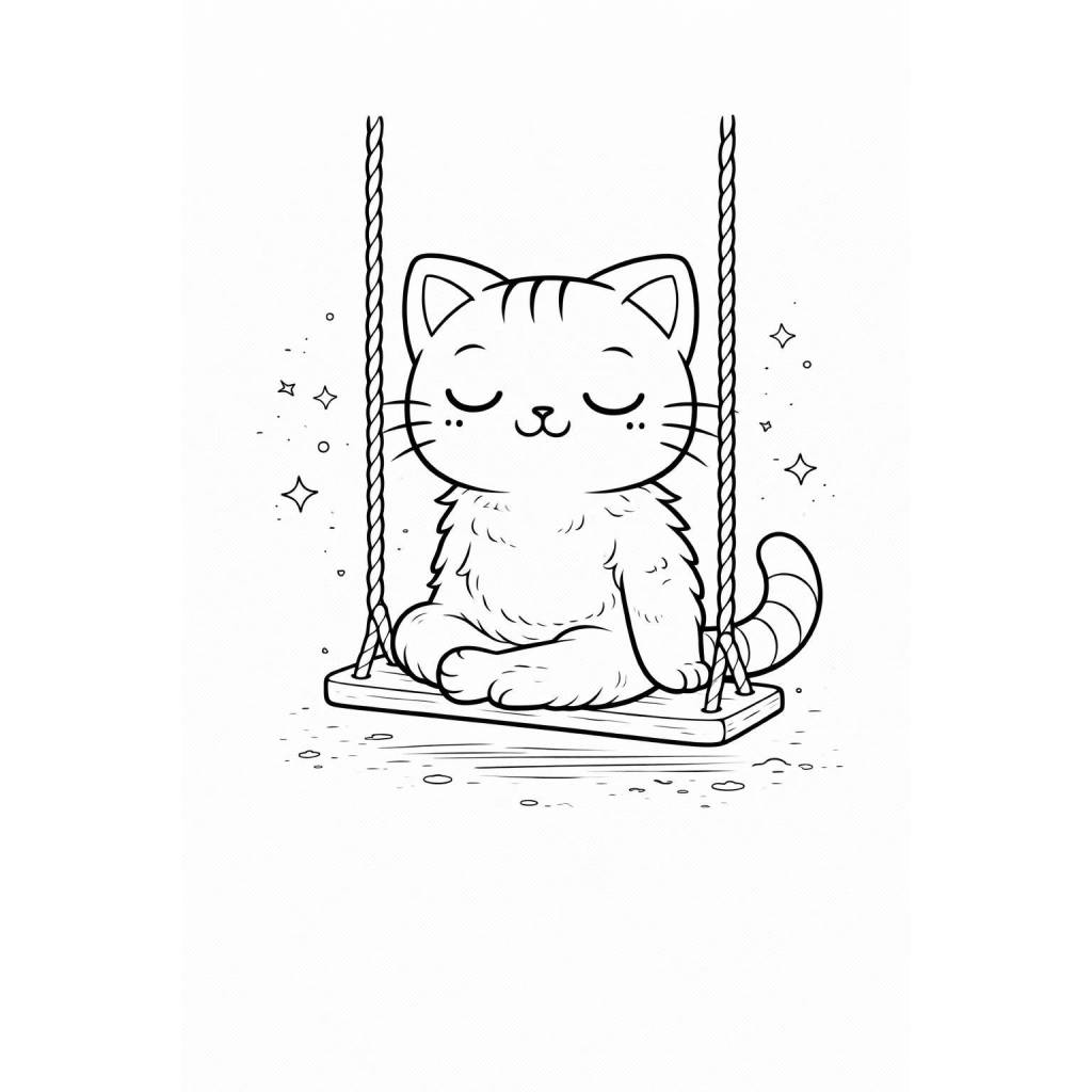 Cute Cats Coloring Book for Kids | 35 Fun & Easy Coloring Pages | Kawaii Cat Coloring Book | Printable PDF Bild 7