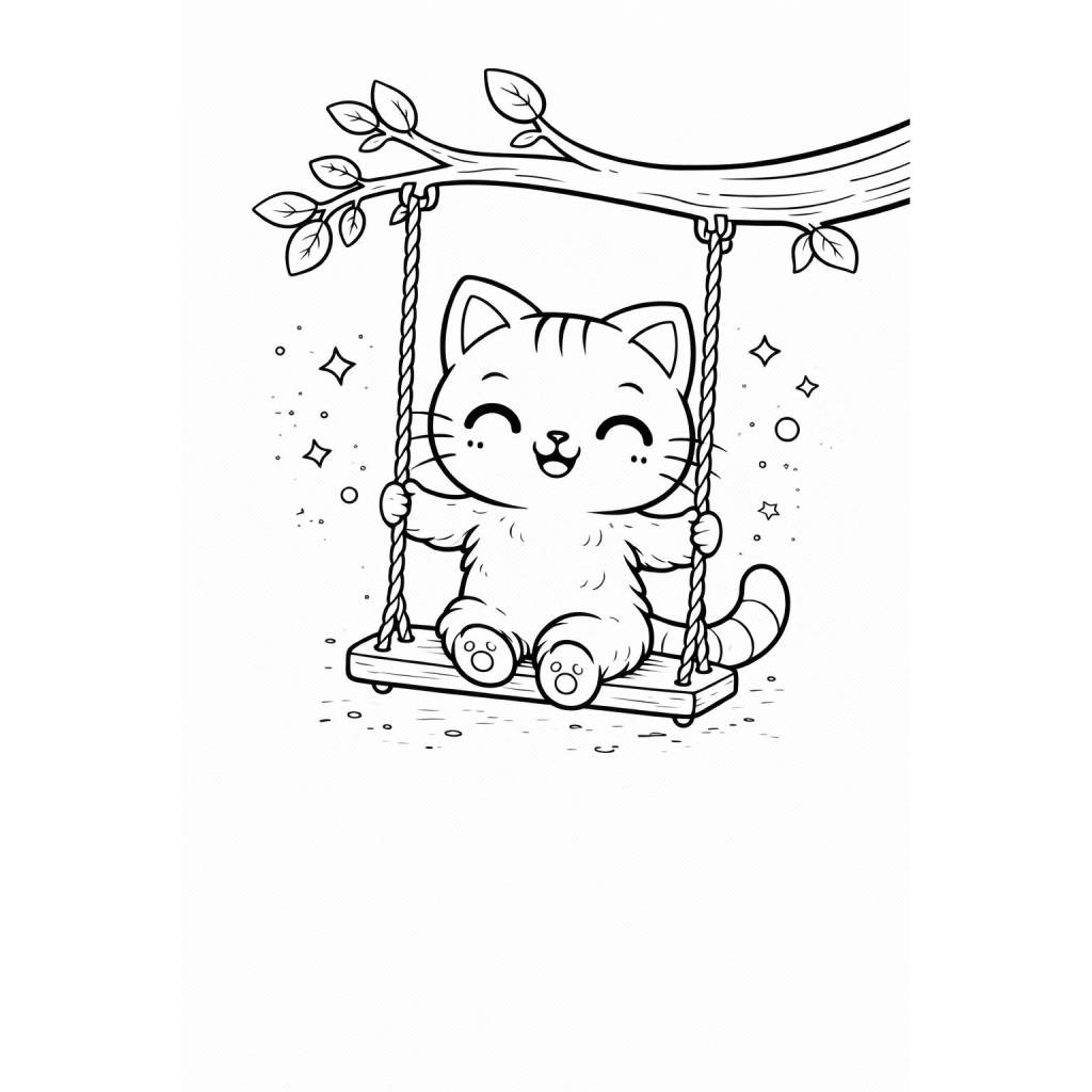 Cute Cats Coloring Book for Kids | 35 Fun & Easy Coloring Pages | Kawaii Cat Coloring Book | Printable PDF Bild 8