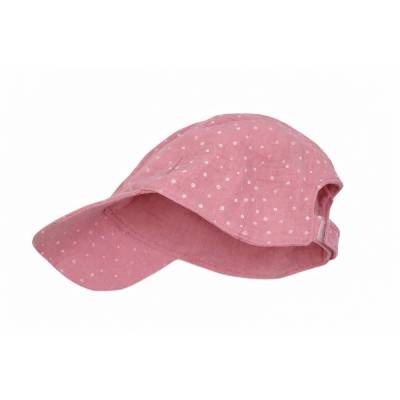 Basecap Mädchen rosa mit weißen Punkten aus Musselin – Schirmmütze mit Klettverschluss, leicht und atmungsaktiv