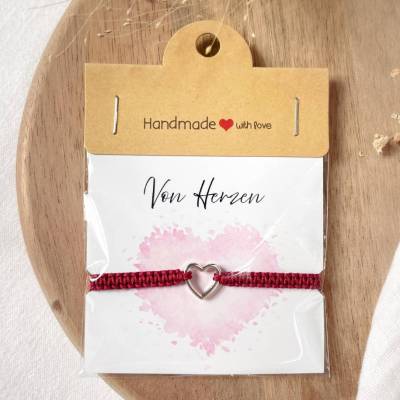 Personalisiertes Makramee Armband mit Herz – Freundschaftsarmband, kleine Aufmerksamkeit, Geschenkidee von Herzen
