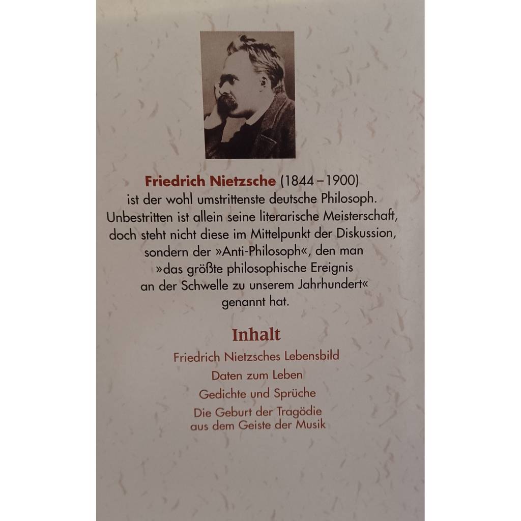 Friedrich Nietzsche Band 1 – Sämtliche Werke, Lebensbild, Gedichte