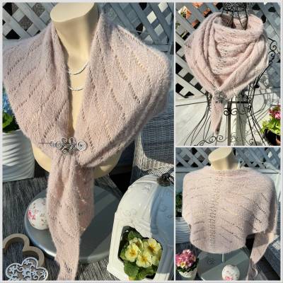 Lacetuch *COSY FLOWERY* gestricktes Schultertuch in beige