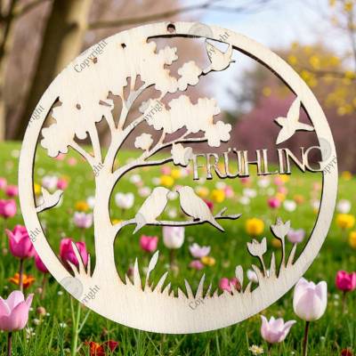 SVG Datei Frühling, Vögel am Baum, Download
