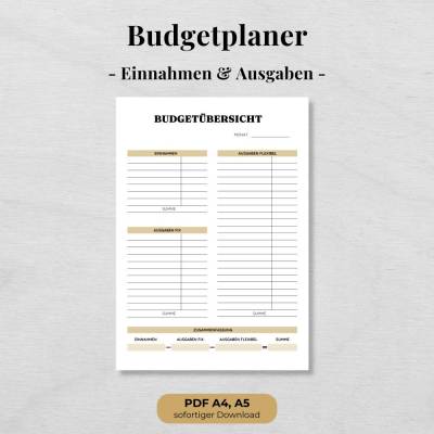 Budgetplaner zum Ausdrucken – Einnahmen & Ausgaben Tracker PDF A4 & A5 | Haushaltsbuch Vorlage für monatliche Finanzplan