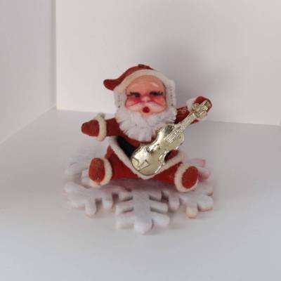 Vintage Anhänger Weihnachtsmann 50er Weihnachtsbaum Deko Sammler Rarität Weihnachtsdeko Nikolaus mit Gitarre