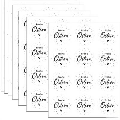 12 Aufkleber "Frohe Ostern" ~ Stickerbogen ~ Oster Sticker mit Herz ~ Klebesticker ~ Etikett 