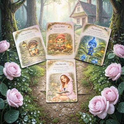 Mopi Sammelkarten Set A6 „Zauberwald“ – 4 zauberhafte Charakterkarten im kawaii Stil