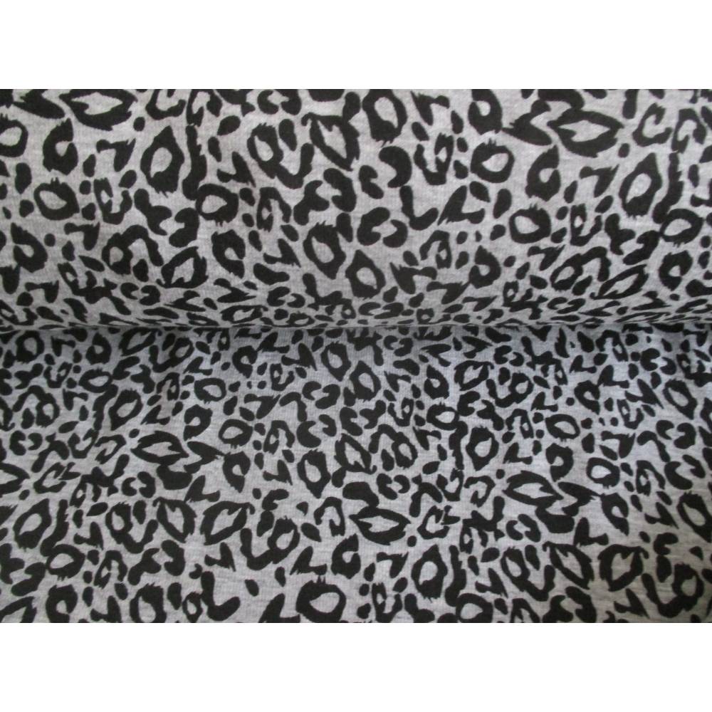 Rest:1,85m x1,50m Alpenfleece Kuschel Sweat Leopardenmuster grau Bild 1