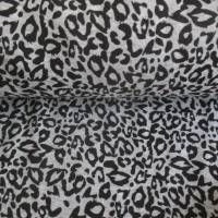 Rest:1,85m x1,50m Alpenfleece Kuschel Sweat Leopardenmuster grau