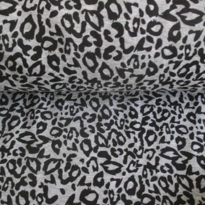 Rest:1,85m x1,50m Alpenfleece Kuschel Sweat Leopardenmuster grau