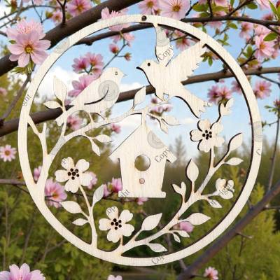 SVG Datei Frühling, Vögel am Vogelhaus, Download