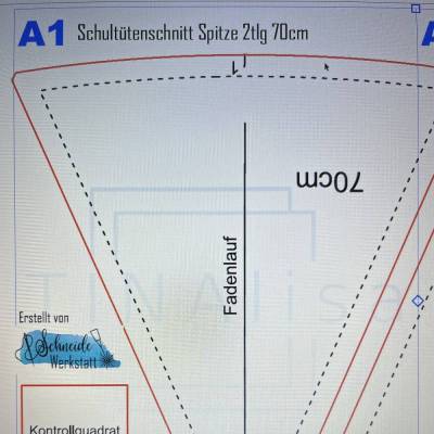 Schultüte nähen: PDF-Schnittmuster für zweigeteilte Schultüte – 70 cm – Ø 18 cm – DIN A4 – Anfängerfreundlich
