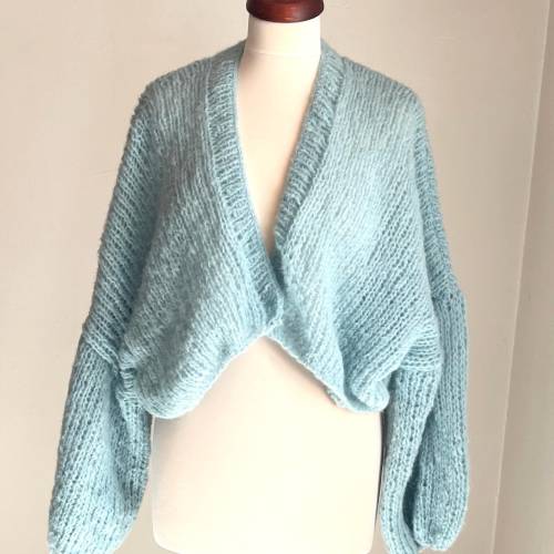 Strickjacke, Pastelblau,Brautjacke, Cardigan, Creme, Oversize, Grobstrickjacke ,Onesize, Home,Damen, Sweater, Bolero, St